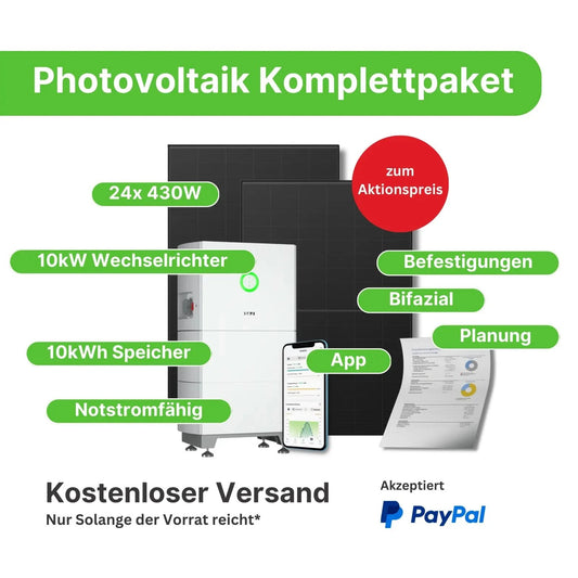 10kW Photovoltaikanlage inkl. 10kWh Speicher Komplettset All-in-One SAJ System